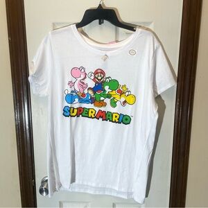 NWT Nintendo Super Mario White Tee with Colorful Characters
